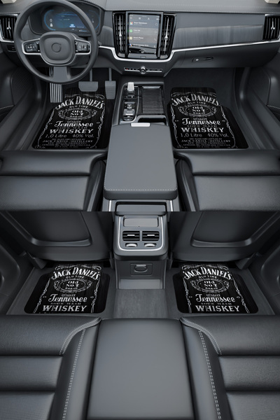 Rugmood Modern Dijital Baskı Siyah Ahşap Jack Daniels Universal Araba Paspası...