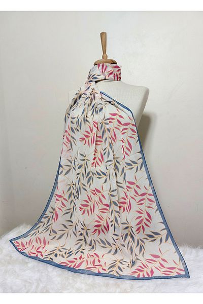 REMOMODA Şal din şifon cu model 180x70 cm - Model cu frunze