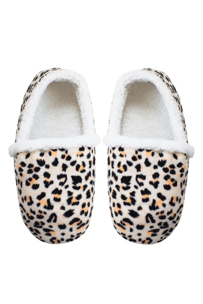 UNLIMITED LEGWEAR Turuncu Krem Leopar Desenli Patiği Terliği