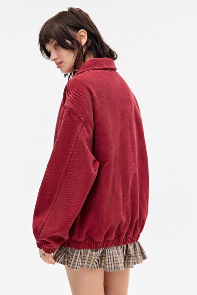 september island Red Corduroy Oversize Unlined Spring Coat
