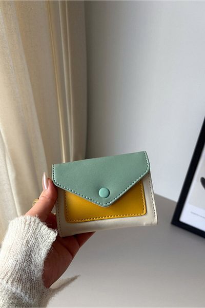 Yuka Atelier Medium Size Faux Leather Wallet with Multicolor Compartments
