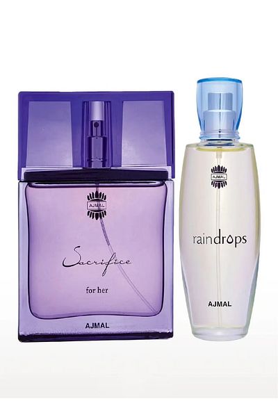 Ajmal عطر أجمل ريندروبس أو دي بارفان زهر شيبر 50 مل للنساء وعطر ساكريفايس لها أو دي بارفان زهر مسكي 50 مل