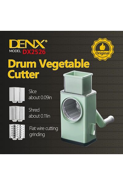 Denx قطاعة ومبشرة يدوية دوارة مع 3 شفرات مدورة من الستانلس ستيل