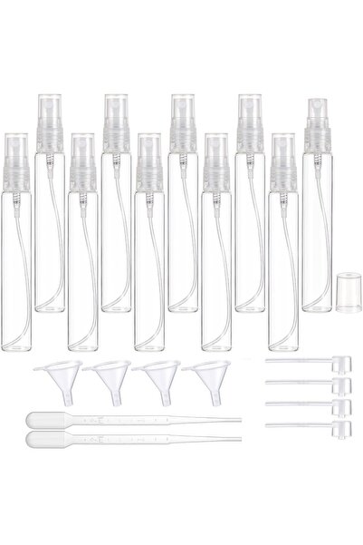 Home Zone 10 قطع من زجاجات الرش الفارغة مع 4 قمعات و4 موزعات و2 قطارة للزيوت العطرية العطرية (10 مل)