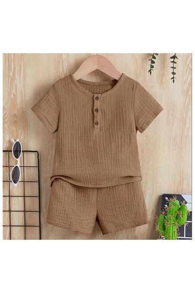 BEBEĞİME ÇORAP Summer Boys' 2-Piece Set Muscles Short Sleeve Tshirt-Shorts