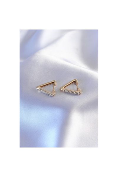 Skygo Gold Color Zircon Stone Triangle Model Women's Earrings - Tj-Bkp7235