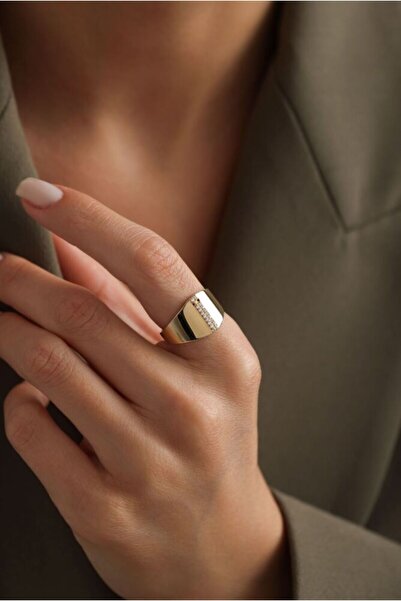 Sembol Gold Harf Yüzük 14 Ayar  -İ-