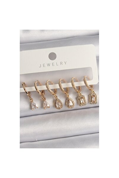 Skygo Brass Gold Color Dangle Zircon Stone Drop Model Women's Earring Set - Tj-Bkp10120