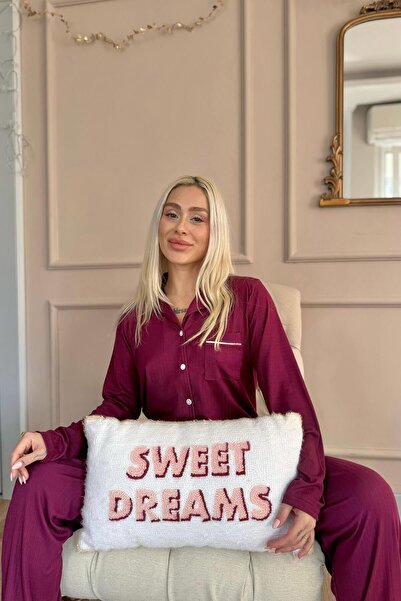 Pijamaevi Szilva Dublin női hosszú ujjú pizsama szett elöl gombokkal