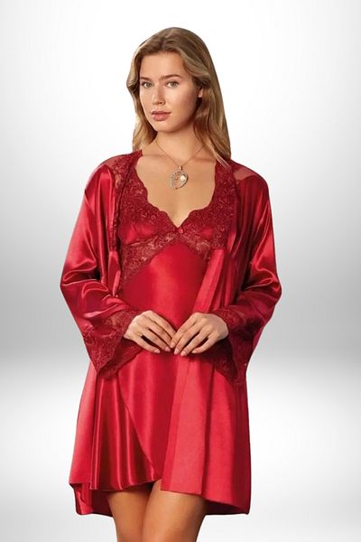 vory Set cămașă de noapte cu detaliu din dantelă pentru femei-Set kimono 2 piese NT.VR.53.44.25Y01