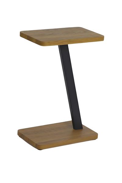 Generic Modern Coffee Table | C-Shaped Side Table with Light Wood Top and Black Metal Frame 60x25x40 cm