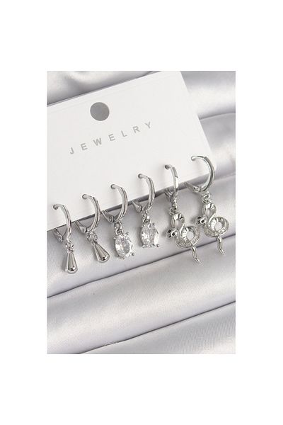 Skygo Brass Silver Color Dangle Zircon Stone Snake Model Women's Earring Set - Tj-Bkp10295