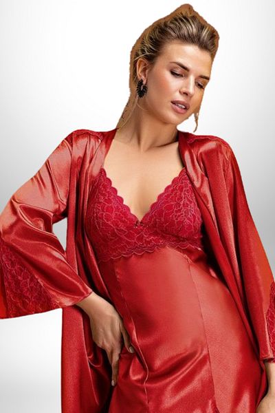 vory Women's Kimono 2 Piece Satin Nightgown Set Nt.Vr.25.53.25.Y01
