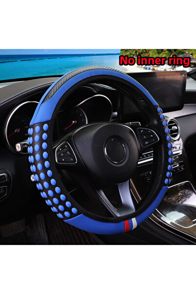 Choice غطاء عجلة القيادة المصنوع من الجلد المدبوغ المصنوع من حبيبات السيليكون الصغيرة من شركة Blue Automotive Products بدون