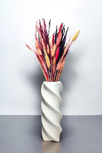 BESAGU HOME Spiral Model Vase - 22 cm White Vase