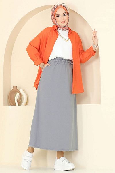 katalya Gray Gabardine Skirt - 110Pgs1067 with Model Number