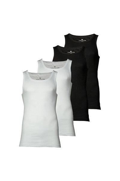 Tom Tailor Herren Tanktop, 4er Pack - Unterhemd, Garron S, einfarbig