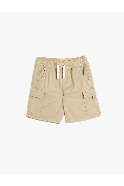 Koton New Season Cargo Shorts with Tie Waist and Side Pockets