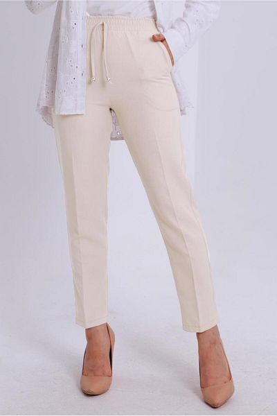 TRENDTESETTÜR Women Ecru (A.Tash) Waist Elastic Pants t 80004