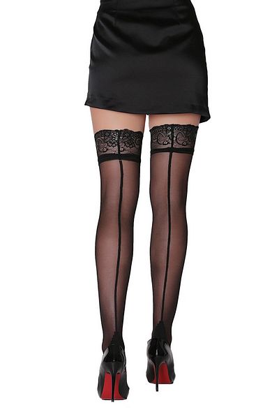 Daymod Line Silicone Lacy Garter Stockings Black