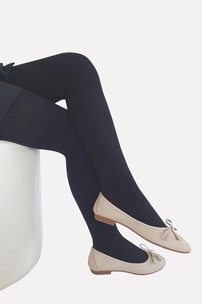 Daymod Girl's Rib Soft Black Ribbed Bamboo Thick Winter Pantyhose