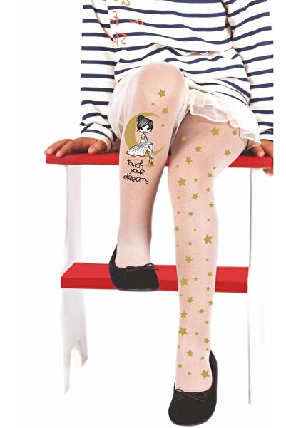 Daymod Gün Tül File Çocuk Külotlu Çorap Beyaz