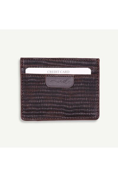 Uderra Leather Uderra Brown Lima Printed Genuine Leather Card Holder-Sk023
