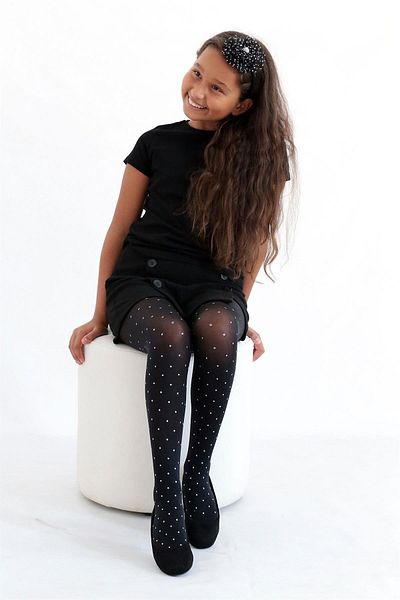Daymod PUNTOSIM CROWNED CHILDREN'S PANTY SOCKS BLACK