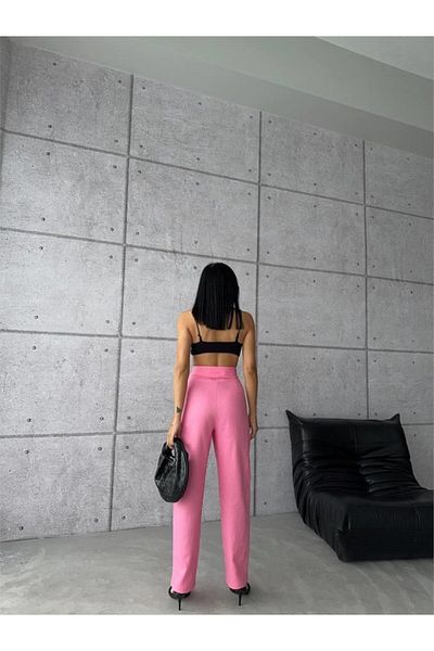 MRA Fashion    Pants Closed Pocket 3 Button Detail - Pink