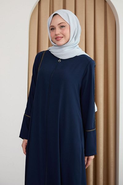 InStyle Navy Blue Ferace with Colorful Stripes