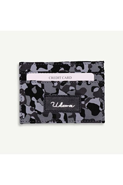 Uderra Leather Uderra Grey-Black Camouflage Printed Genuine Leather Card Holder-Sk018