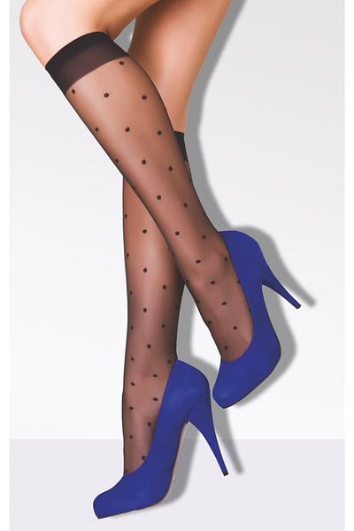 Daymod Point Polka Dot Patterned Thin Knee Socks