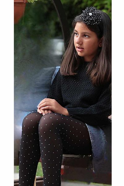 Daymod PUNTOSIM CROWNED CHILDREN'S PANTY SOCKS BLACK
