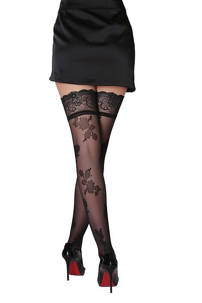 Daymod Lisa Silicone Lace Garter Κάλτσες Μαύρες
