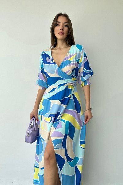 Viyamo Rochie albastră cu fantă cu model