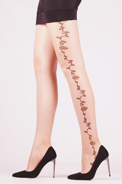 Daymod Women's Beige Margarita Patterned Pantyhose