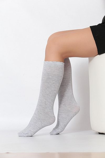 Daymod Soft Viscose Children's Knee Socks Grey-melange