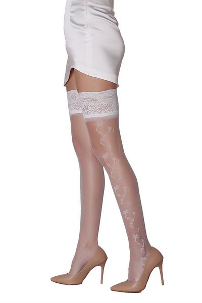 Daymod Ciorapi Gabi Silicone Lacy Jartieră Alb