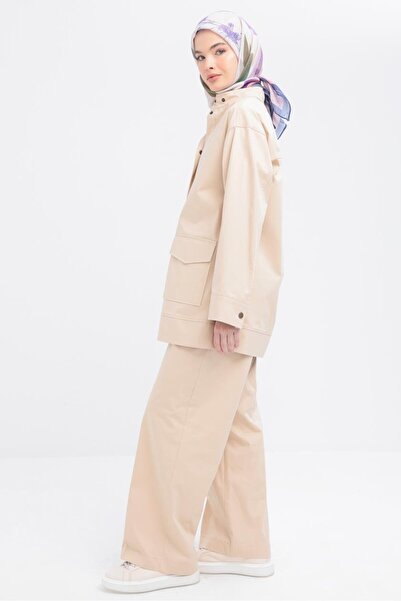 ALLDAY Beige-Large Pocket Judge Collar Lycra Jacket