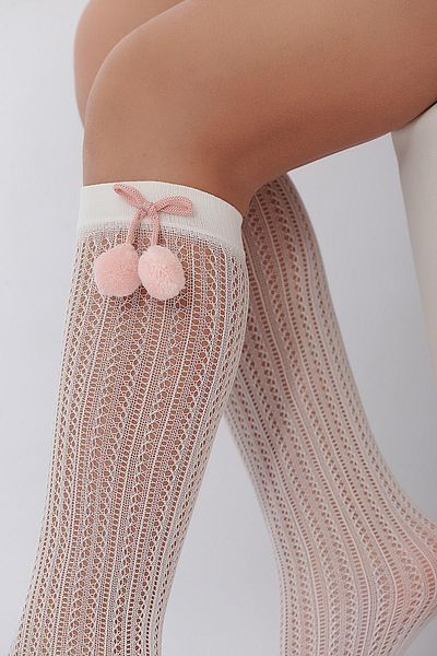 Daymod Fairy Pompom Mesh Children's Knee Socks Bone
