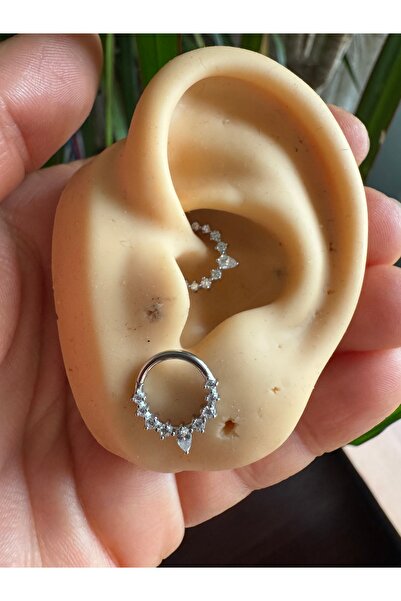 Bylin Cerrahi Çelik Gold Daith, Septum Kilitli Halka Piercing-İç Halka Çapı : 8mm X Kalınlık :1,2mm-1 Adet