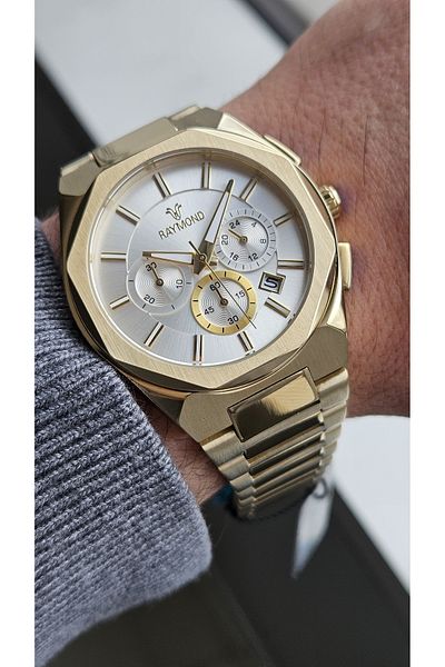 Raymond Rym-81654 Raymond Men's Wristwatch - Stainless Steel Case and Band - 2 Years Warranty