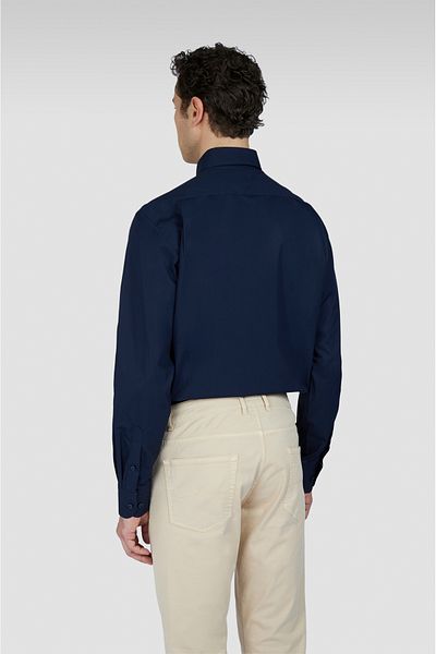 PAUL&SHARK Men's Regular Fit Sharklog Chest Cotton Long Sleeve Navy Blue Shirt