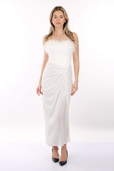 DORİ Βραδινό φόρεμα Doridorca Strapless Otriş με λεπτομέρειες με παγιέτες