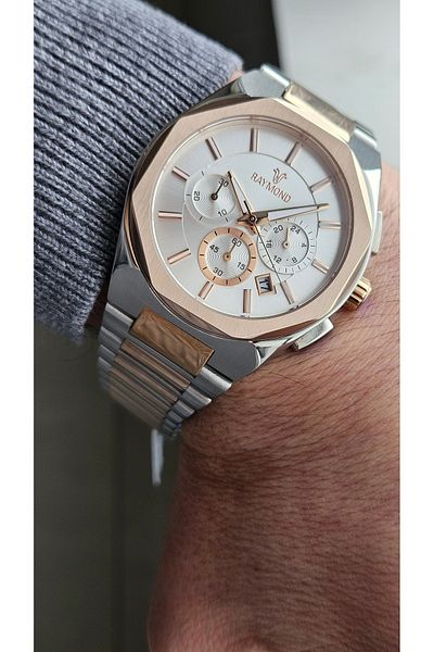 Raymond Rym-81654 Raymond Men's Wristwatch - Stainless Steel Case and Band - 2 Years Warranty