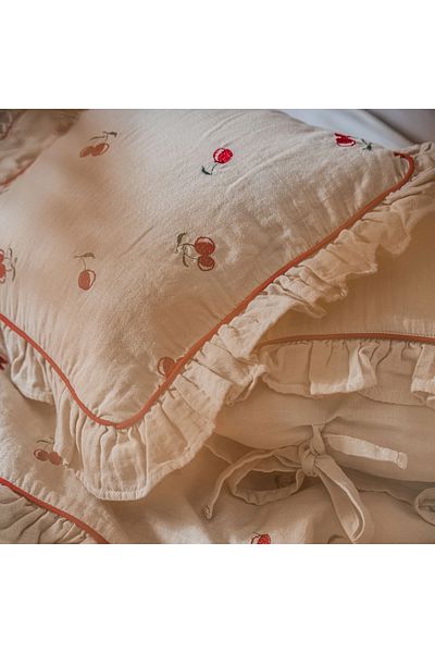 Ecocotton Fidelya Baby Bedding Set - 100% Organic Cotton, Muslin Embroidered, Beige, 100x150 Cm