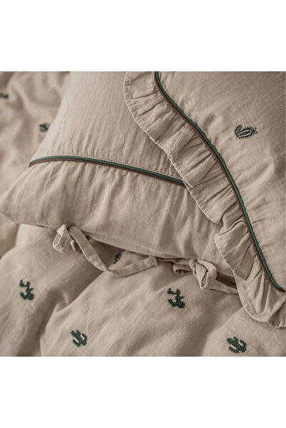 Ecocotton Larina Baby Bedding Set - 100% Organic Cotton, Muslin Embroidered, Beige, 100X150 cm