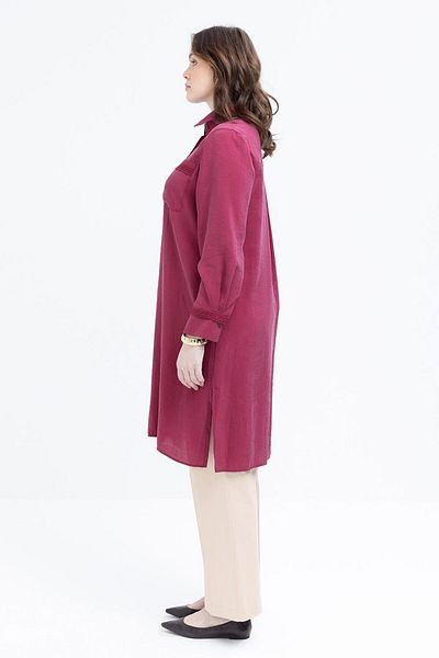 ALLDAY Πουκάμισο Modal Plus Size με λεπτομέρεια με δαντέλα Cherry-Stripe