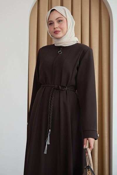InStyle Sivya Collar Button Girdle Knitted Bitter Brown Ferace