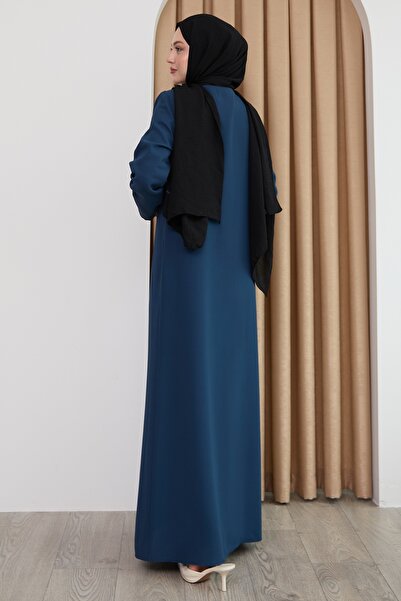 InStyle Пряма індіго-фарбована сукня з візерунком у вигляді печаток